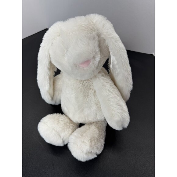 Spark Create Soft Bunny Rabbit White Plush Satin Ears Rattle 16” Stuffed Animal - Picture 1 of 11